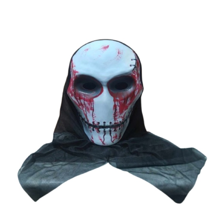 Кървава маска с качулка на череп за хелоуин
