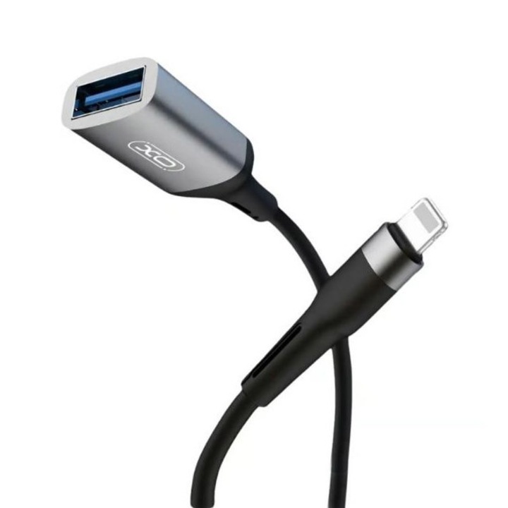XO-NB201 kábel adapter, USB anya - Lightning apa, szuper sebesség, OTG adatátvitel, 12 cm, fekete