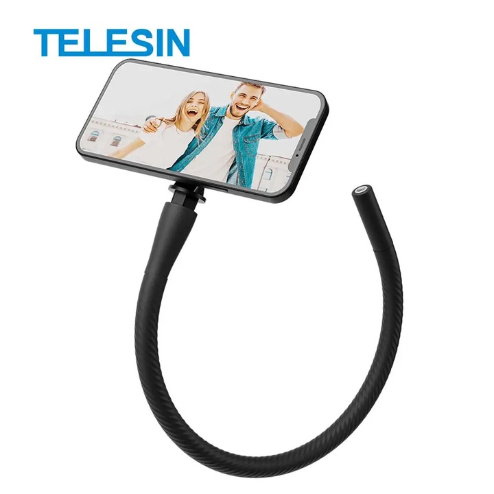 Suport telefon, Flexibil, prindere cu magnet, Negru