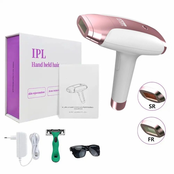 Epilator IPL NESTFITT®, Pentru Epilare Definitiva Fara Durere, Tehnologie IPL, 5 Trepte De Intensitate, 999.999 Pulastii, Pentru Femei Si Barbati, 3 Lampi Interschimbabile, Cu Afisaj, 4 Moduri de functionare