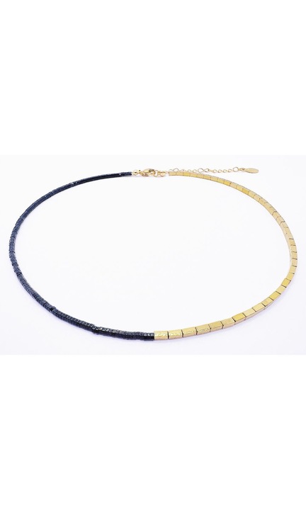 Colier din hematit - jumatate negru, jumatate - handmade