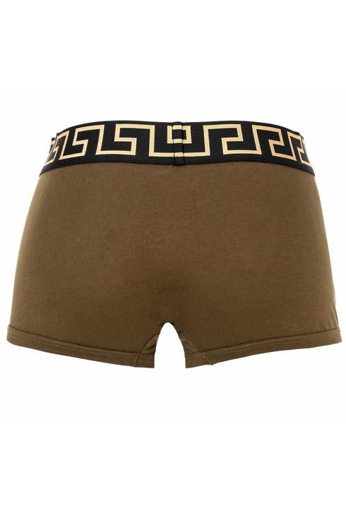 Versace, Boxeri cu banda logo in talie, Verde masliniu, XL
