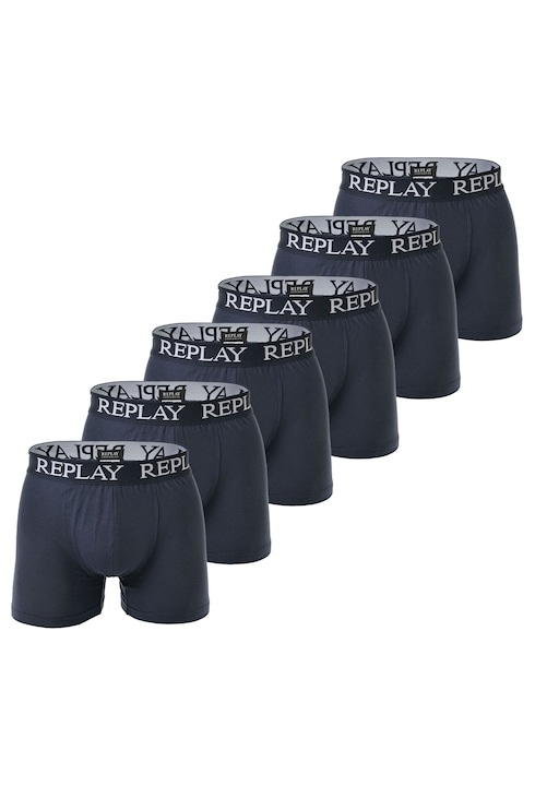 Replay, Set de boxeri cu lgo - 6 perechi, Albastru inchis