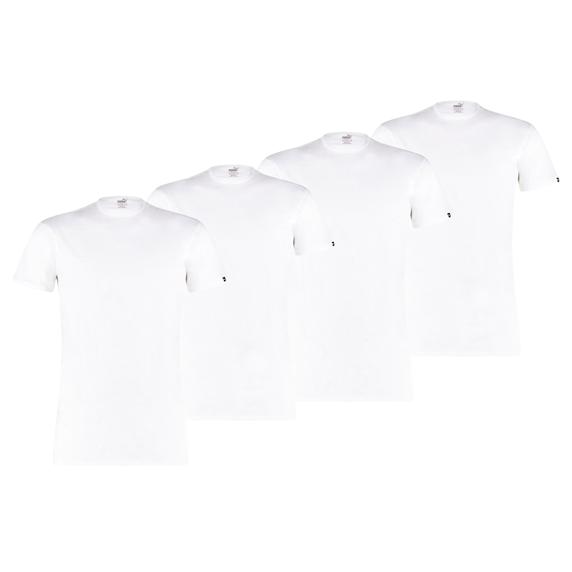 Puma, Set de tricouri uni cu decolteu la baza gatului - 4 piese, Alb, M
