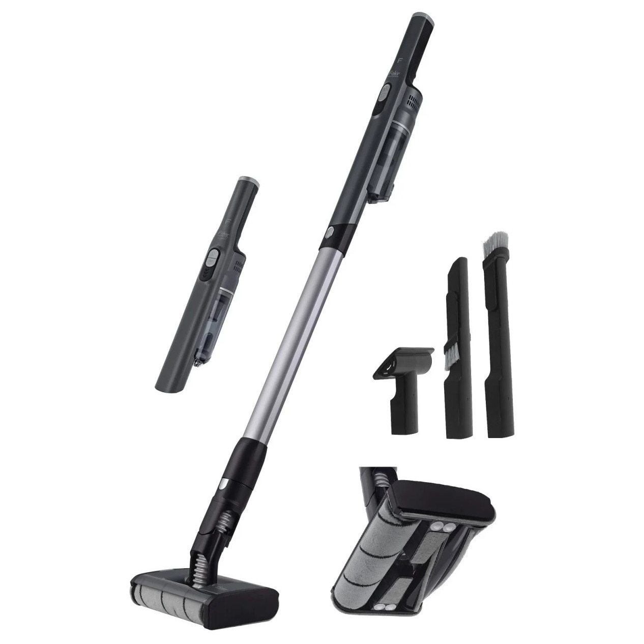 Aspirator stick si de mana Fakir AS 1480LT Floor, Li-Ion 14,8V, 30 min autonomie, motor BLDC (fara perii) 180W, Perie electrica dubla, 20 kPa, Filtru EPA, Negru