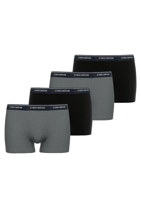 CECEBA, Set de boxeri din amestec de bumbac cu banda logo in talie - 4 perechi, Gri inchis
