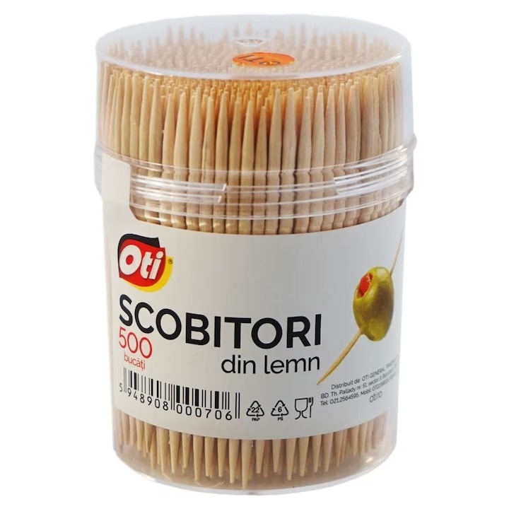 Scobitori din lemn in tub de plastic, 4 x 500 buc, OTI