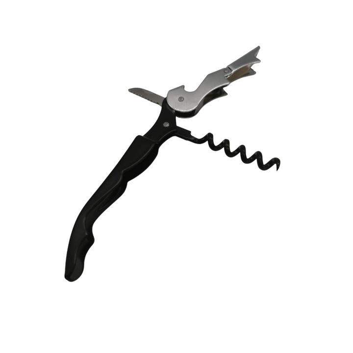 Tirbuson 3 in 1, pentru sticle vin, dopuri si conserve, metalic, 18cm, VisionXXI