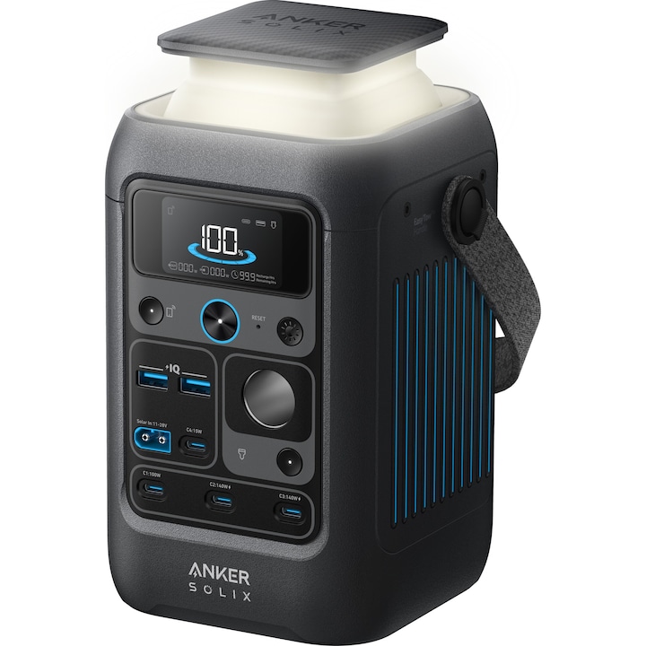Зарядна станция Anker Solix C300X DC, Преносима, 288Wh, 300W, 2x USB-A, 4x USB-C, Порт за кола, Сив