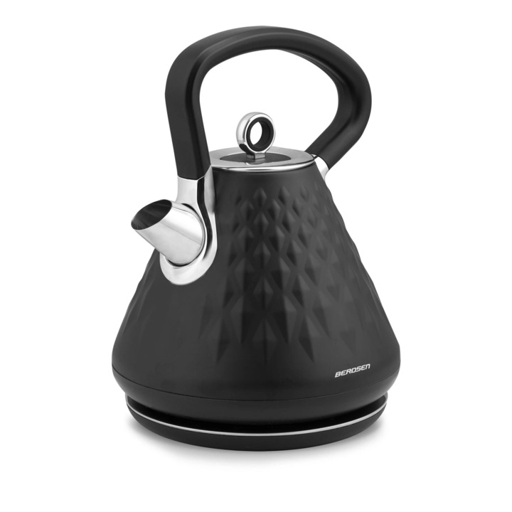 Fierbator electric, carcasa metalica, cu capac detasabil, picioare antiderapante, 1850-2200 W, 1.7 litri, finisaj mat frumos, negru