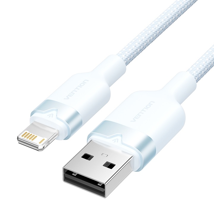 USB кабел, VENTION, за Apple, 2.4A/12W, найлон, син, 2 м