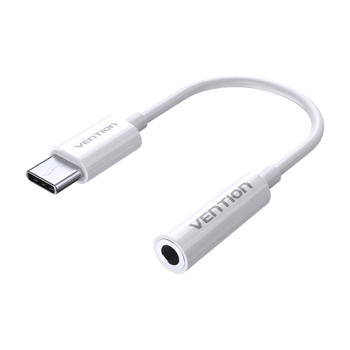 Аудио адаптер от USB-C мъжки към 3,5 мм женски, VENTION, 0,1 м, Бял