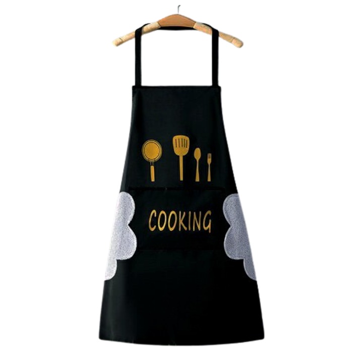 Sort de bucatarie cu inscriptie, impermeabil, Rezistent la apa si rezistent la ulei, Usor de curatat, Negru