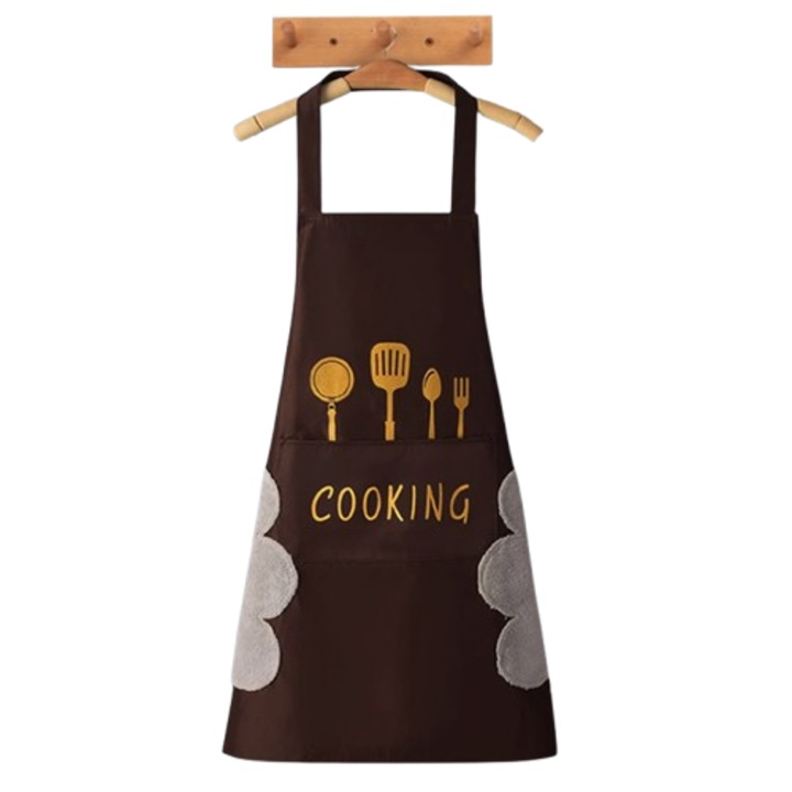 Sort de bucatarie cu inscriptie, impermeabil, Rezistent la apa si rezistent la ulei, Usor de curatat, Maro