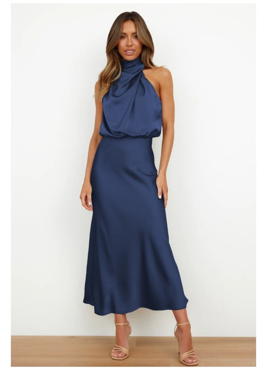 Estélyi ruha, Jormftte, ujjatlan, szatén, tengerészkék