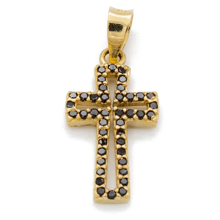 Cruce Pietre Negre Aur 14k