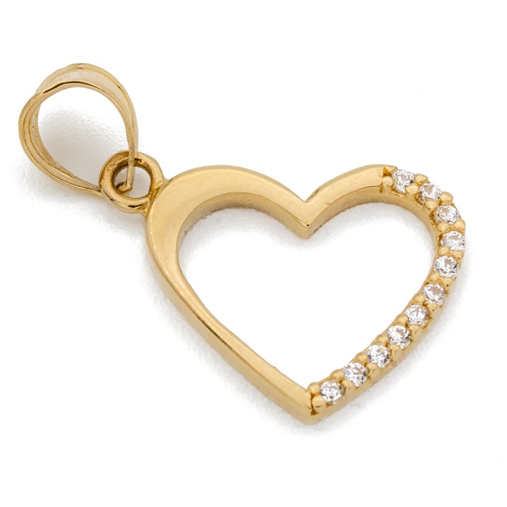 Pandantiv Inima Aur 14k cu Pietre Zirconia