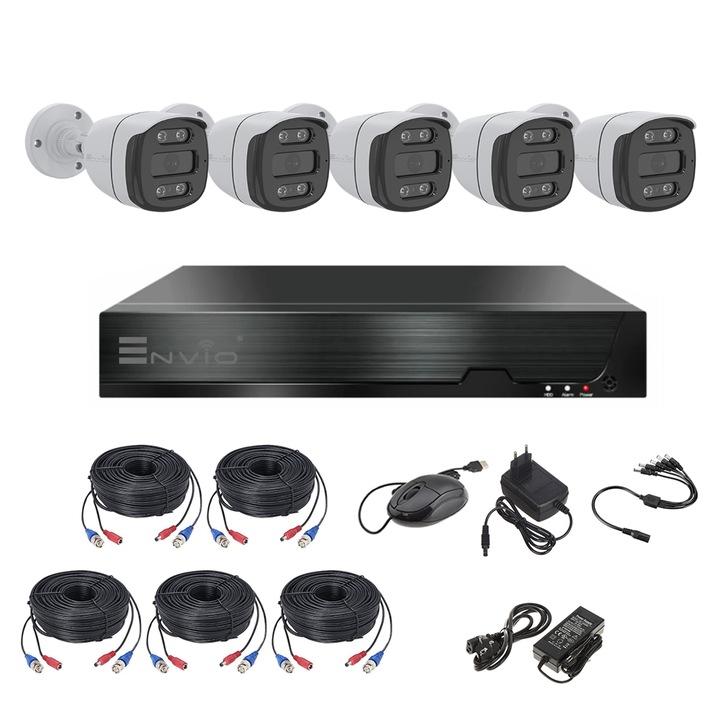 Комплект/система за видеонаблюдение ENVIO с 5 камери, 5 MP резолюция AESS-KIT5CHBFP60H500-W