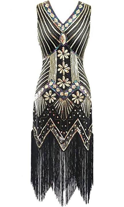 Rochie dama, JeiibrZui, Negru/Auriu, Auriu/Negru, L