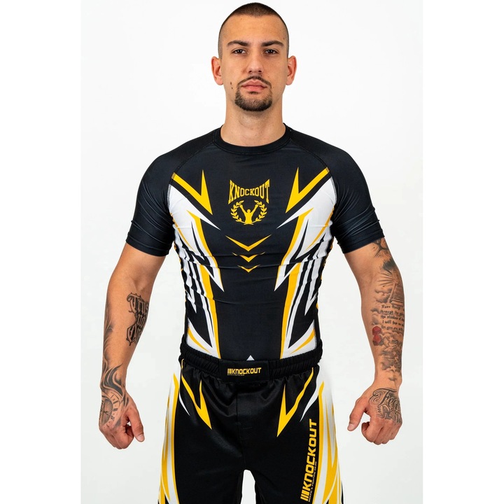 Tricou Compresie Pro Sparring 2.0 / Alb/Auriu, Alb/Auriu