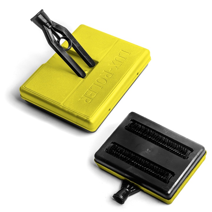 Aspirator manual perie de podea pentru covoare birou, LUX-ROLER, Plastic, 20x15x5 cm, Galben