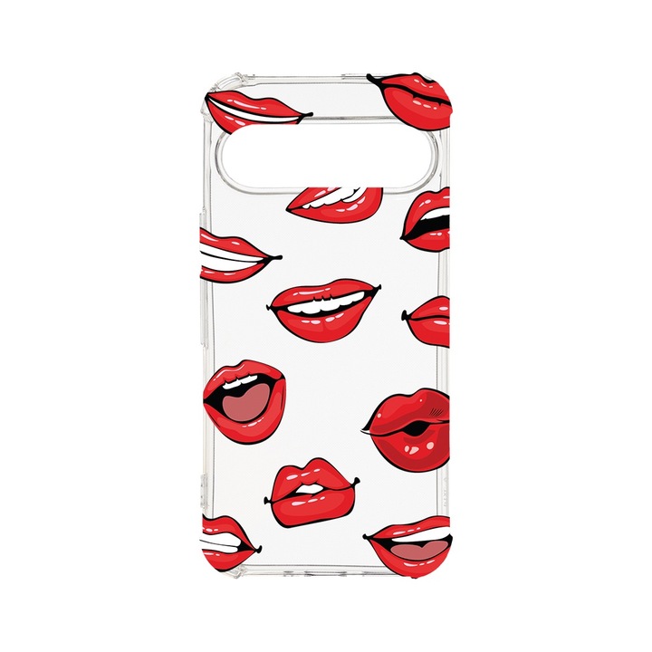 BestCase® Husa Anti Shock 1.5MM, Compatibila cu Google Pixel 9, Lips - Kiss Pattern, Air cushion Technology, AS 1431