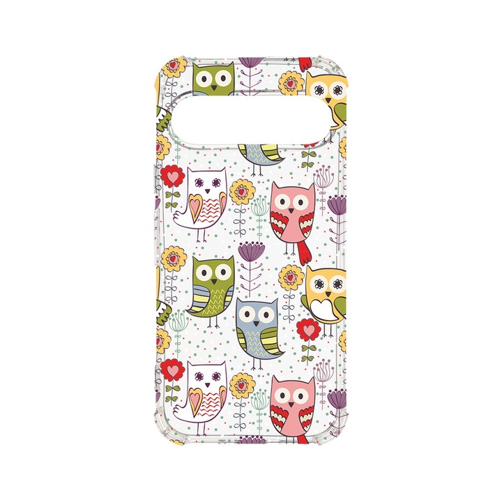 BestCase® Husa Anti Shock 1.5MM, Compatibila cu Google Pixel 9, Owl Pattern, Air cushion Technology, AS 1437