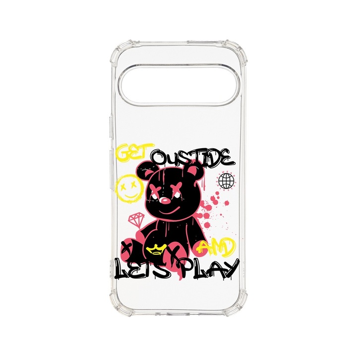BestCase Anti Shock 1.5MM telefontok, kompatibilis modell Google Pixel 9 Pro, Teddy Bear Lets Play, Air cushion Technology, AS 1554