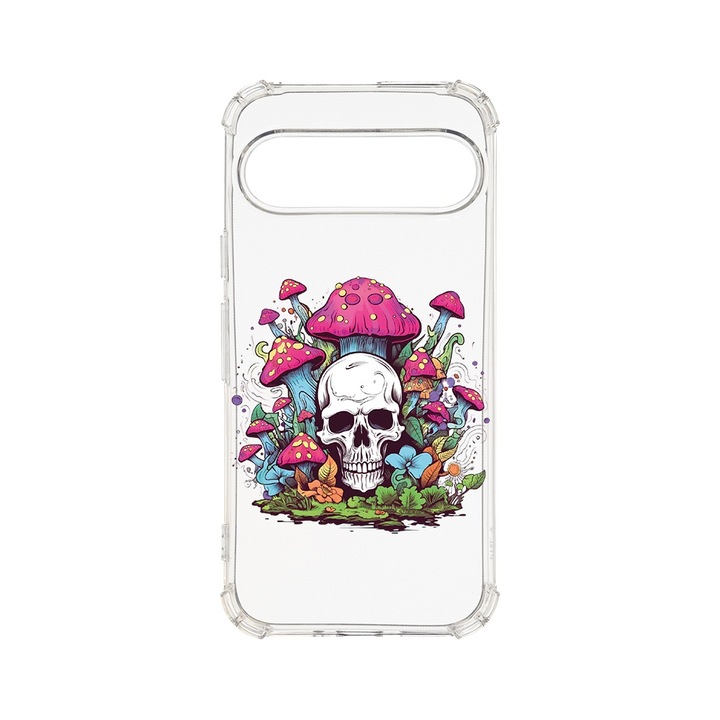BestCase® Husa Anti Shock 1.5MM, Compatibila cu Google Pixel 9, Dream Colors - Skull and Mushrooms, Air cushion Technology, AS 1578