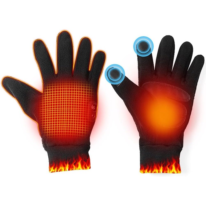 Manusi incalzite, marime 27x13x5cm, negru, set reincarcabil pentru barbati si femei