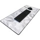 Подложка за мишка Floston TOPOGRAPHIC WHITE, 90 x 40 см, Гумена основа, Текстилна повърхност, Зашити ръбове, Бял