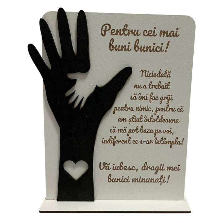 Placuta cadou BUNICI cu mesaj gravat, "cei mai buni bunici" 20x15 cm