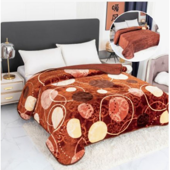 Релефно одеяло Cocolino с 2 лица, 3D модел, кафяво/кремаво, 200x240 см, 4 кг