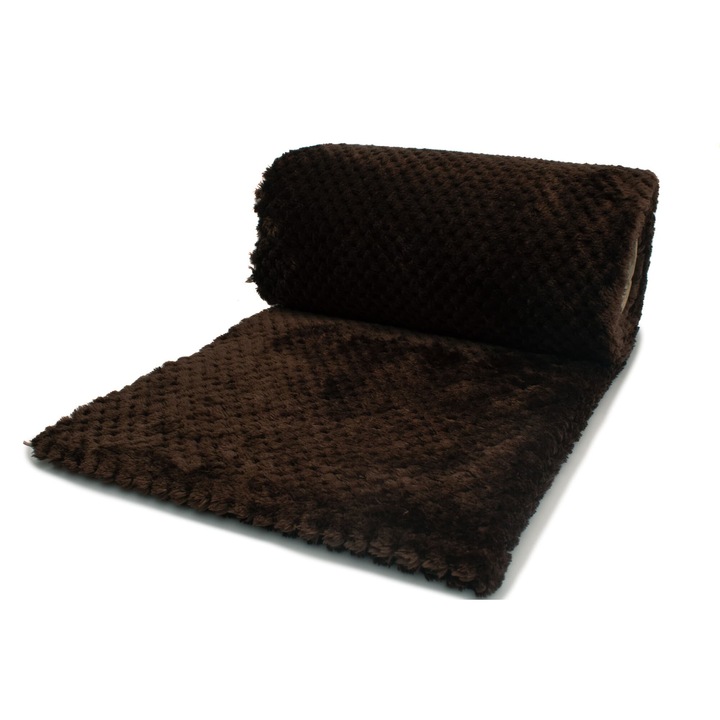 Tricot de plus, tip Ricky Ananas, culoare Maro inchis, 100% Poliester, Dimensiuni 50cm x 160cm