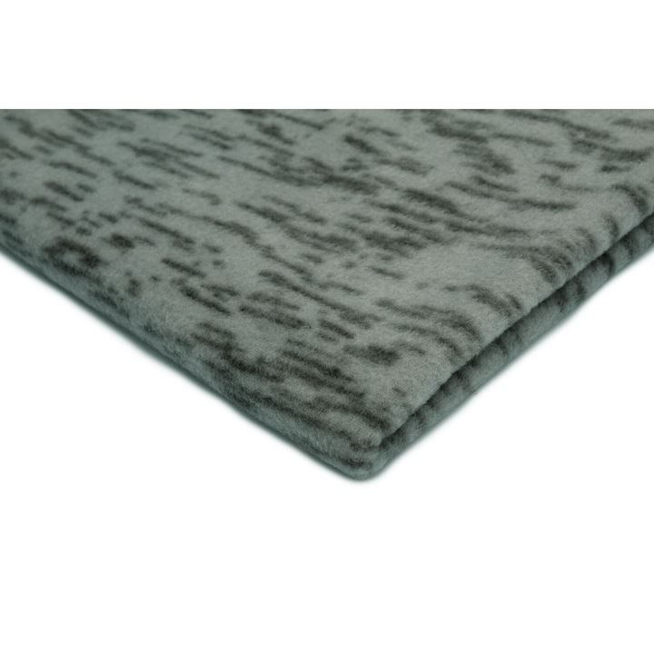 Lana imprimata tricotata dungi subtiri gri, 100% poliester, dimensiune 50 cm x 155 cm