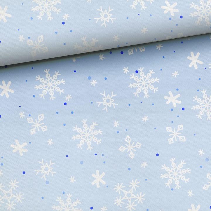 Material textil, Tricot french terry, Tricot trening imprimat Dulciuri: Fulgi de nea, bumbac 95%, elastan 5%