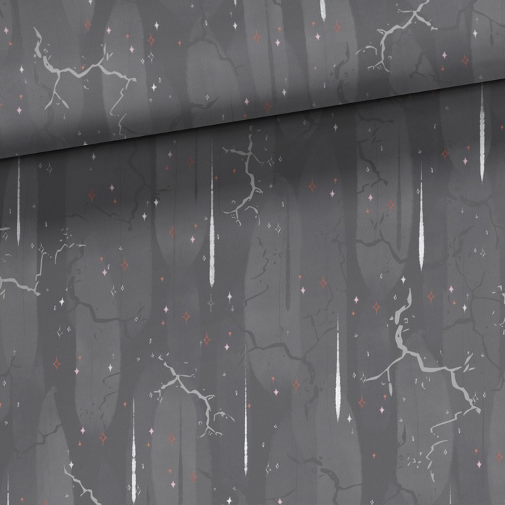 Material textil, Tricot french terry, Tricot trening imprimat Goth Stormy sky, bumbac 95%, elastan 5%