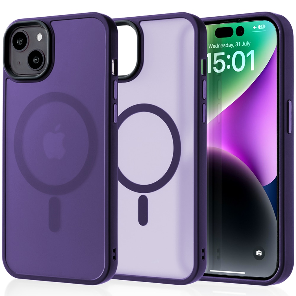 Husa compatibila cu Incarcare Magsafe compatibila cu iPhone 14 Plus, CASEY STUDIOS™, de Protectie, Slim, pentru Incarcare Wireless, Margini Ridicate de Protectia Ecranului si a Camerelor, Mov Inchis