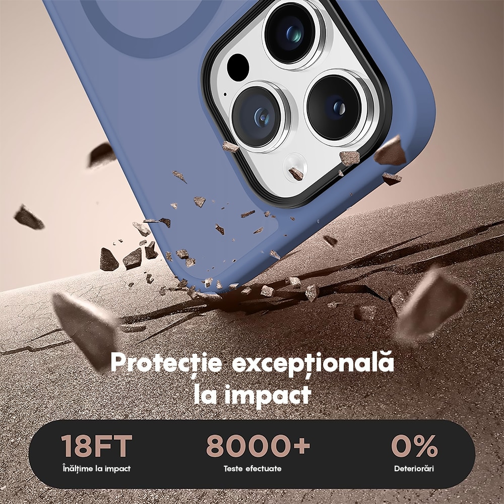Husa compatibila cu Incarcare Magsafe compatibila cu iPhone 13 Pro Max, CASEY STUDIOS™, de Protectie, Slim, pentru Incarcare Wireless, Margini Ridicate de Protectia Ecranului si a Camerelor, Albastru Deschis