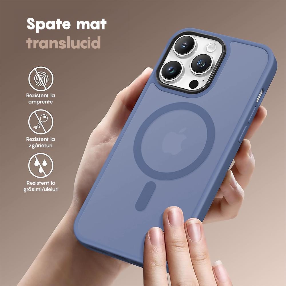 Husa compatibila cu Incarcare Magsafe compatibila cu iPhone 13 Pro Max, CASEY STUDIOS™, de Protectie, Slim, pentru Incarcare Wireless, Margini Ridicate de Protectia Ecranului si a Camerelor, Albastru Deschis