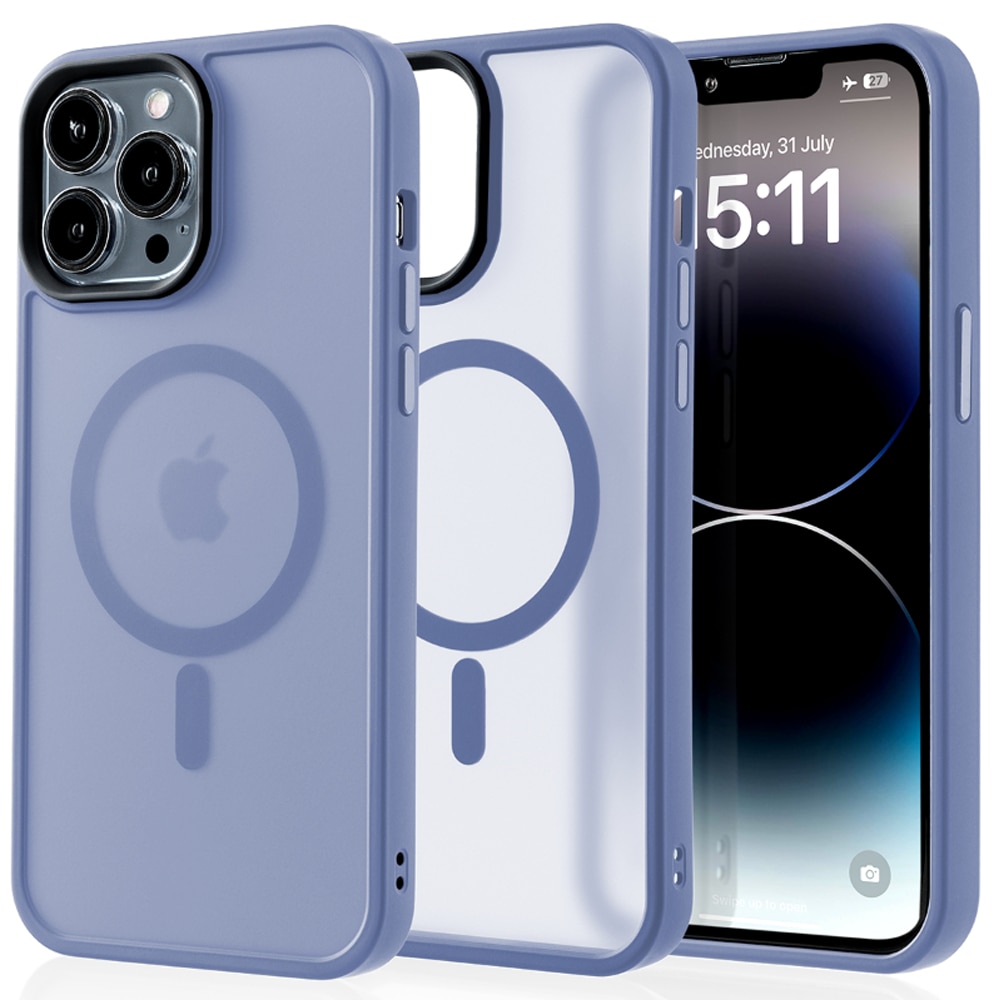 Husa compatibila cu Incarcare Magsafe pentru Apple iPhone 14 Pro Max, CASEY STUDIOS™, de Protectie, Slim, pentru Incarcare Wireless, Margini Ridicate pentru Protectia Ecranului si a Camerelor, Albastru Deschis