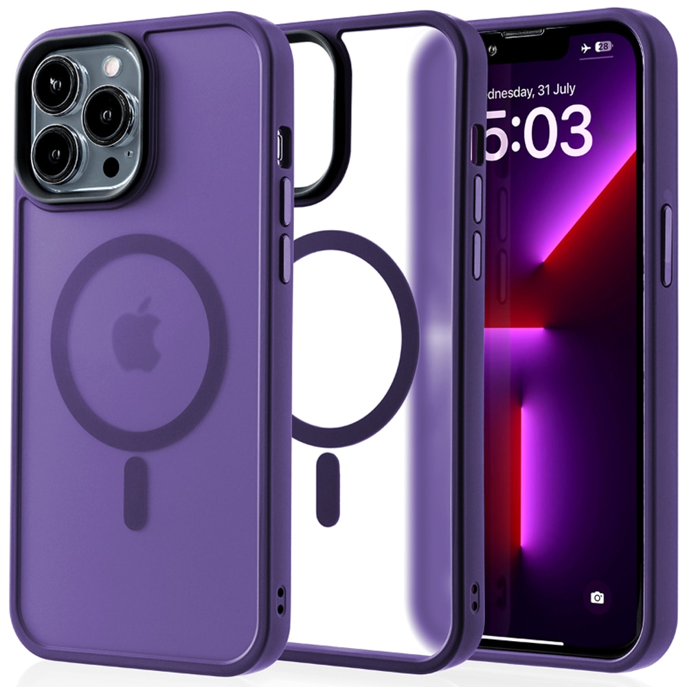 Husa compatibila cu Incarcare Magsafe compatibila cu iPhone 13 Pro Max, CASEY STUDIOS™, de Protectie, Slim, pentru Incarcare Wireless, Margini Ridicate de Protectia Ecranului si a Camerelor, Mov Inchis