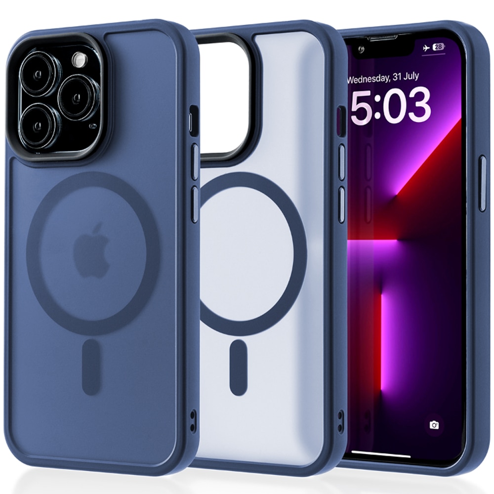 Husa compatibila cu Incarcare Magsafe pentru Apple iPhone 13 Pro, CASEY STUDIOS™, de Protectie, Slim, pentru Incarcare Wireless, Margini Ridicate pentru Protectia Ecranului si a Camerelor, Albastru Inchis