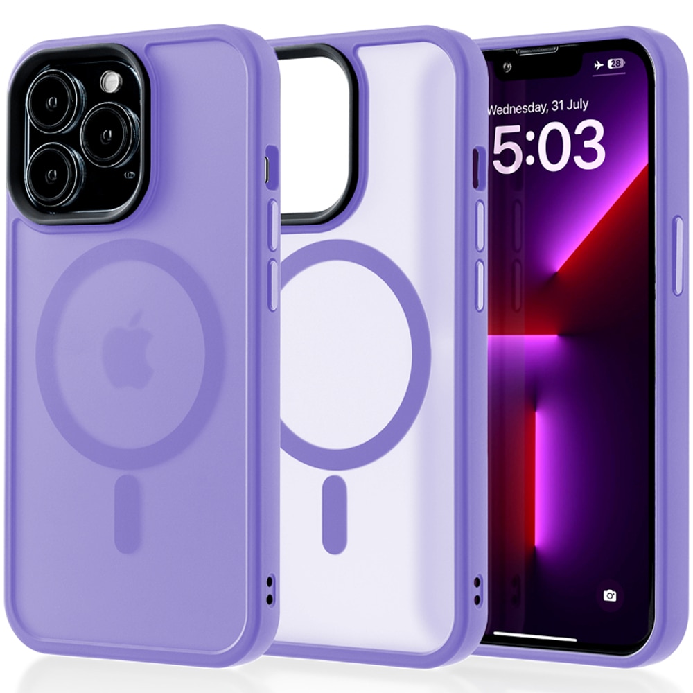 Husa compatibila cu Incarcare Magsafe pentru Apple iPhone 13 Pro, CASEY STUDIOS™, de Protectie, Slim, pentru Incarcare Wireless, Margini Ridicate pentru Protectia Ecranului si a Camerelor, Mov Deschis
