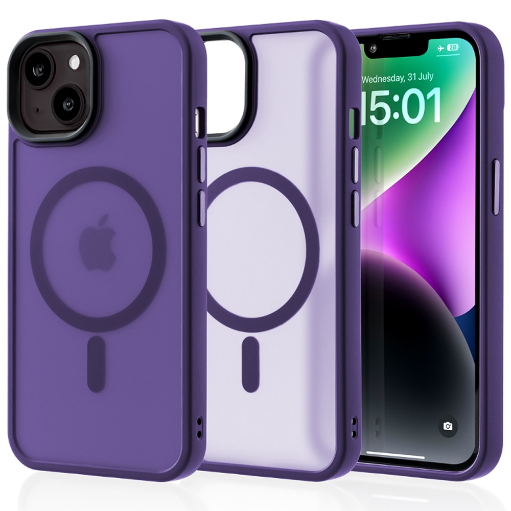 Husa compatibila cu Incarcare Magsafe pentru Apple iPhone 14, CASEY STUDIOS™, de Protectie, Slim, pentru Incarcare Wireless, Margini Ridicate pentru Protectia Ecranului si a Camerelor, Mov Inchis