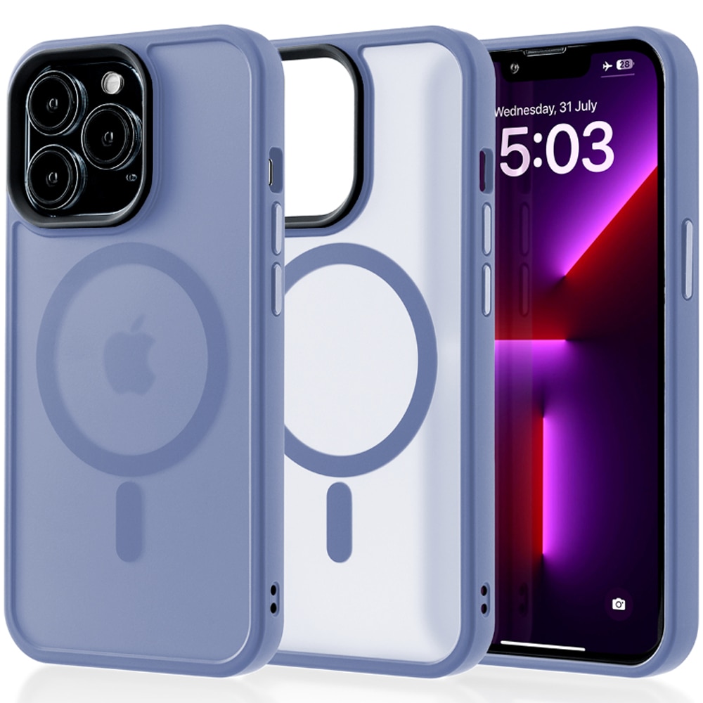 Husa compatibila cu Incarcare Magsafe compatibila cu iPhone 13 Pro, CASEY STUDIOS™, de Protectie, Slim, pentru Incarcare Wireless, Margini Ridicate de Protectia Ecranului si a Camerelor, Albastru Deschis