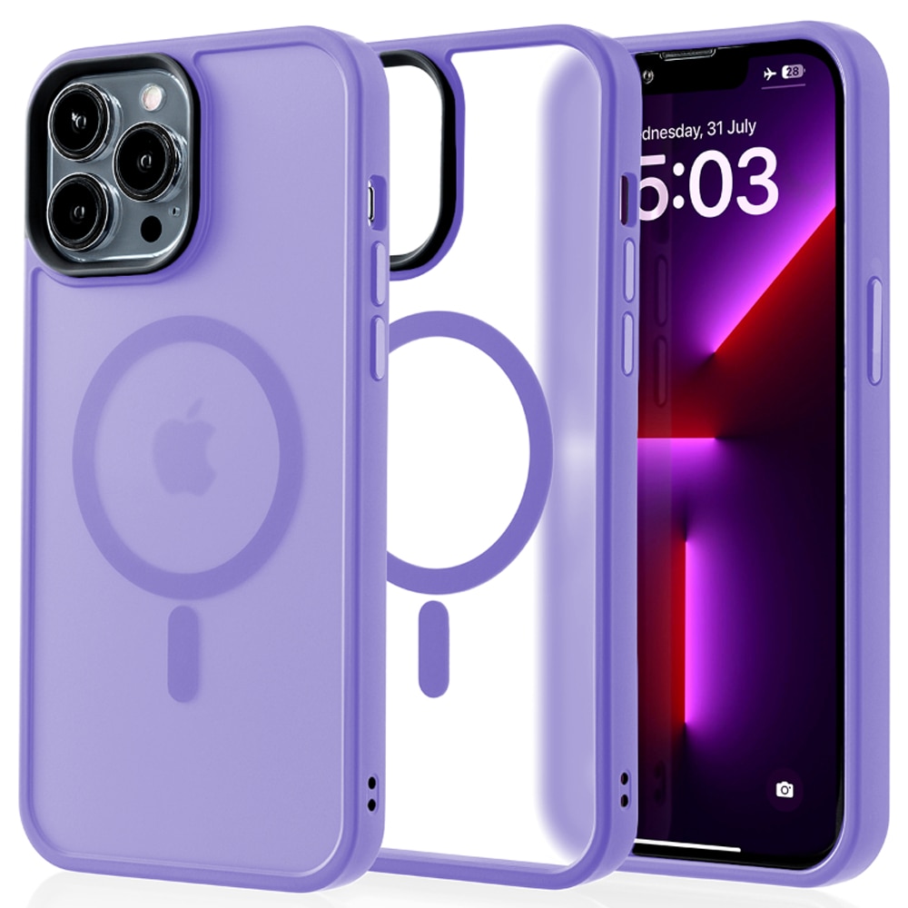 Husa compatibila cu Incarcare Magsafe pentru Apple iPhone 13 Pro Max, CASEY STUDIOS™, de Protectie, Slim, pentru Incarcare Wireless, Margini Ridicate pentru Protectia Ecranului si a Camerelor, Mov Deschis