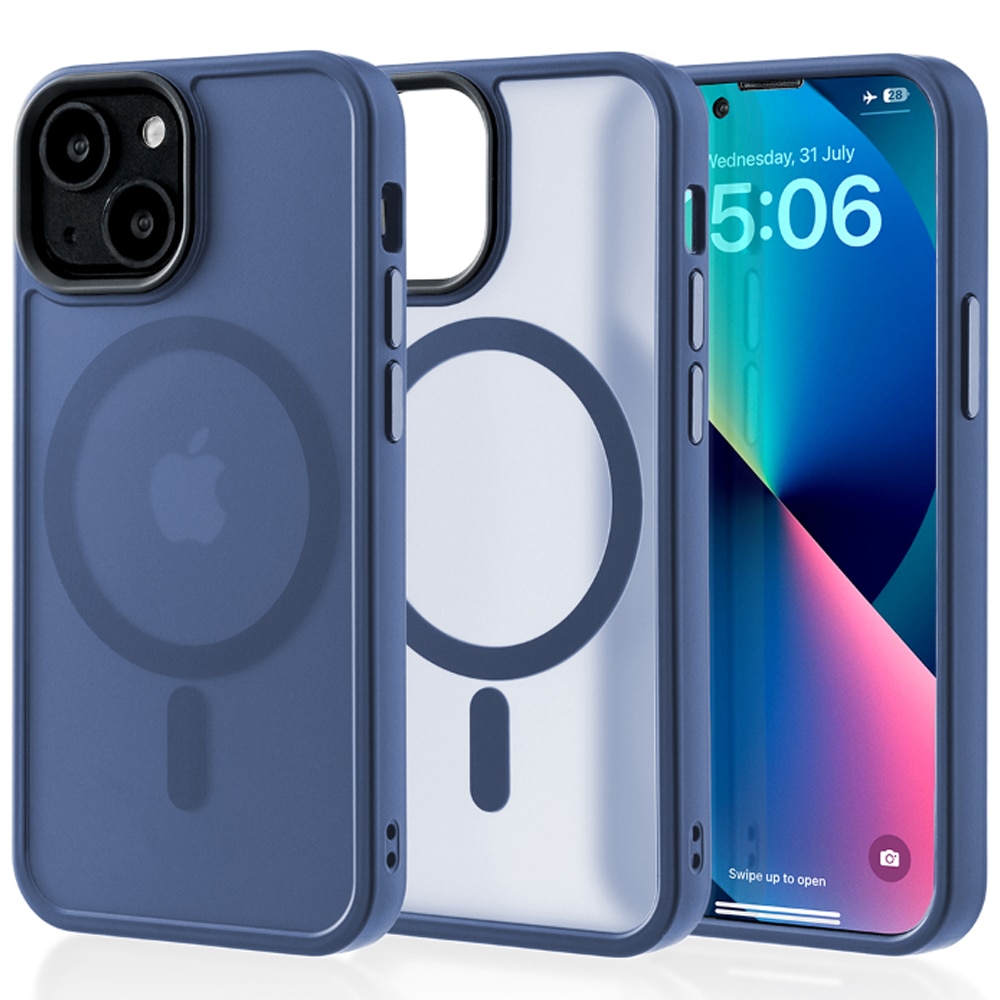 Husa compatibila cu Incarcare Magsafe pentru Apple iPhone 13 Mini, CASEY STUDIOS™, de Protectie, Slim, pentru Incarcare Wireless, Margini Ridicate pentru Protectia Ecranului si a Camerelor, Albastru Inchis
