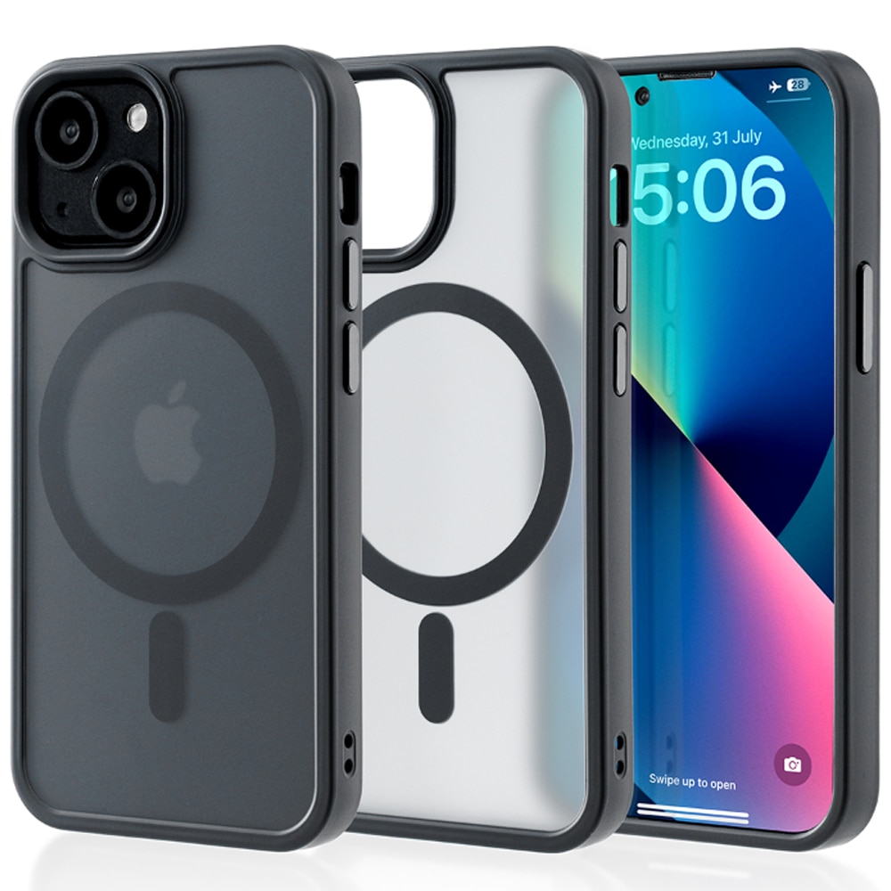 Husa compatibila cu Incarcare Magsafe pentru Apple iPhone 13 Mini, CASEY STUDIOS™, de Protectie, Slim, pentru Incarcare Wireless, Margini Ridicate pentru Protectia Ecranului si a Camerelor, Negru