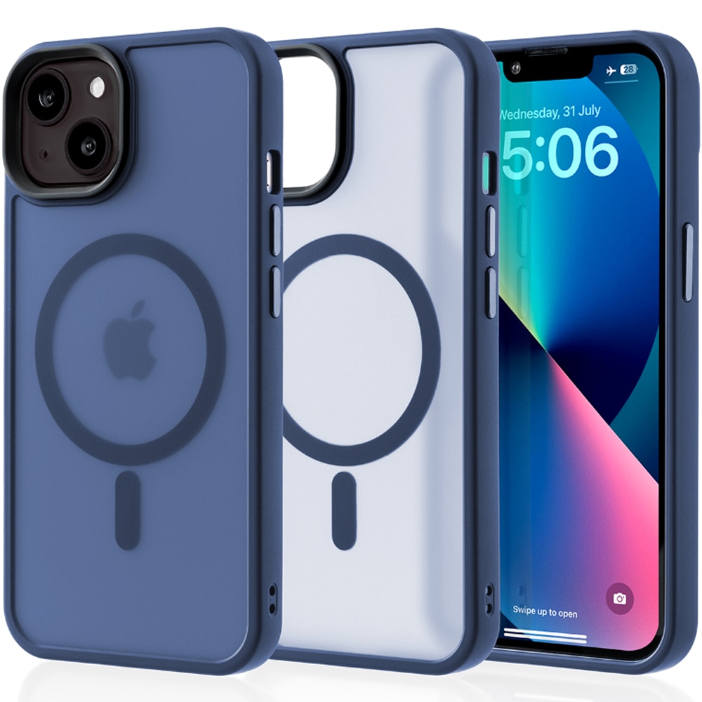 Husa compatibila cu Incarcare Magsafe pentru Apple iPhone 13, CASEY STUDIOS™, de Protectie, Slim, pentru Incarcare Wireless, Margini Ridicate pentru Protectia Ecranului si a Camerelor, Albastru Inchis